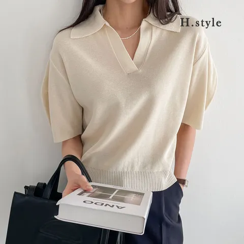 H스타일KN로메인카라니트티/봄신상/니트티셔츠/가디건/스웨터/베스트/라운드/브이넥