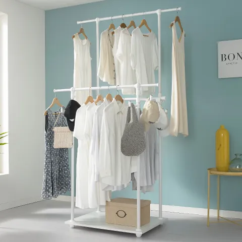 사각스퀘어 우드 더블4단 스탠드 행거 ESW-601