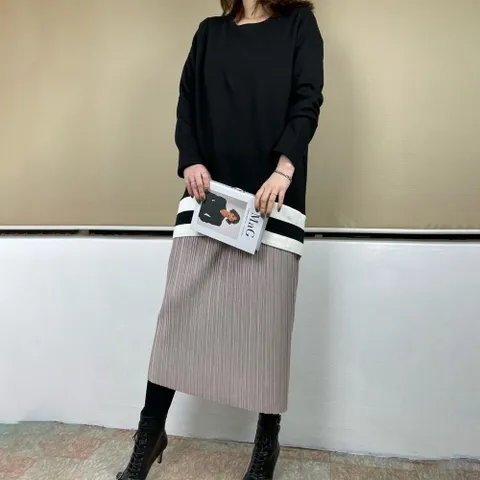 레이어드 배색 원피스 201G286S 빅사이즈 여성의류