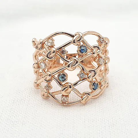 [현골드앤실버] 18k 청러프 아이스 러프 다이아 꼬임 매듭 럭셔리 금 반지