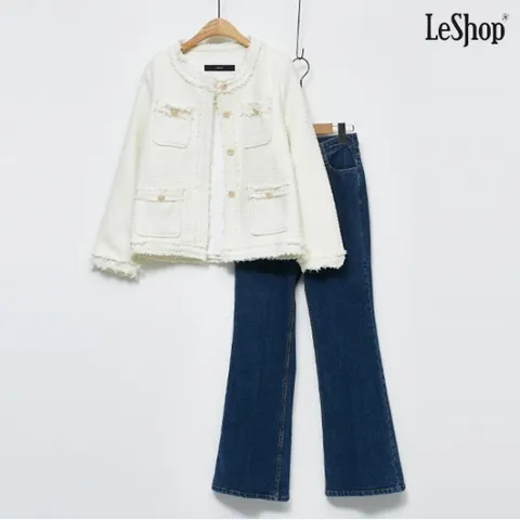 정상가119,000원 | 태슬 포켓 금장 버튼 여성 트위드 자켓 (DO1JK029A)