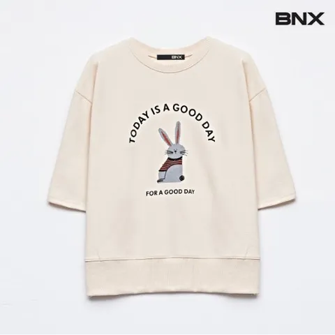 투데이 래빗 프린팅 반팔 맨투맨 티셔츠 (BW1TS032L0)