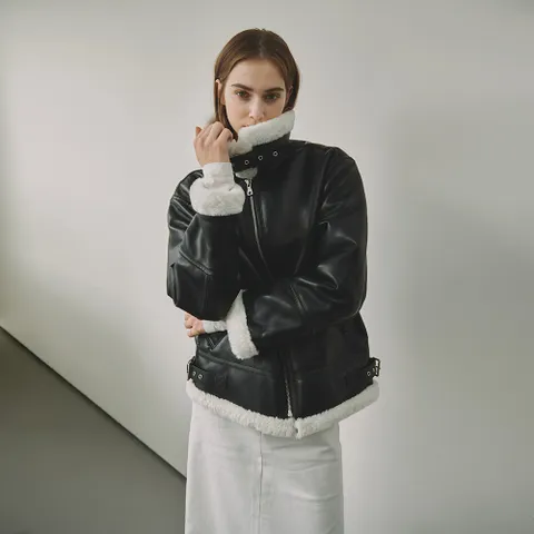 에비에이터 B-3 무스탕 자켓 [블랙/화이트]