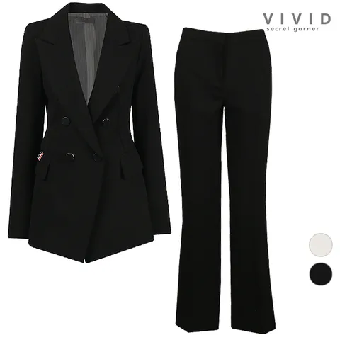 VIVID SET 여성 더블 봄가을 정장자켓+정장팬츠 세트
