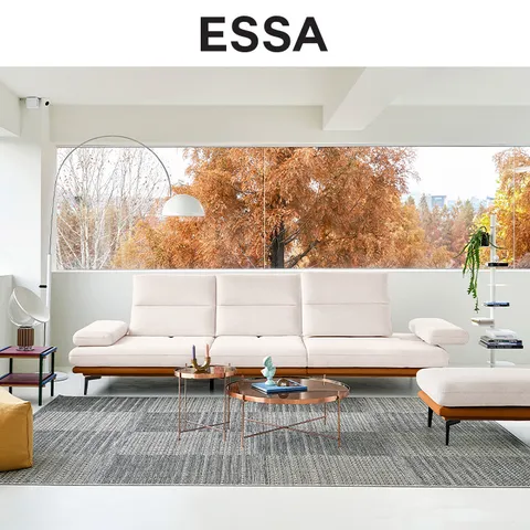 에싸 마제티 4인 스윙기능 리브 패브릭 소파+스툴