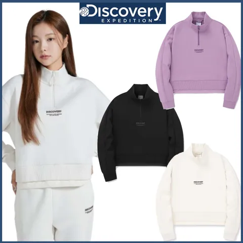 디스커버리 가을 여성 크롭 트레이닝 반집업 맨투맨 DWTR43044