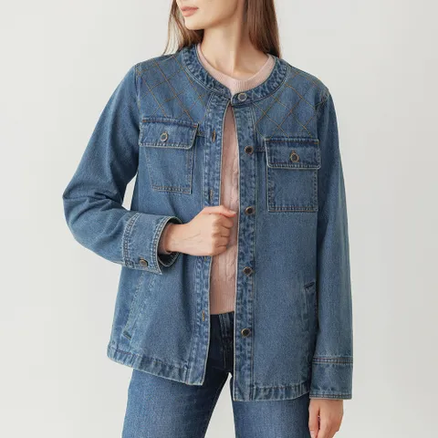 [최초가 79000원] [55~88] 자수 퀼팅 데님 자켓