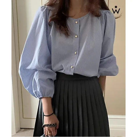 [위시드]하트 버튼업 러블리 셔링 코튼 블라우스 (WIAABL065)