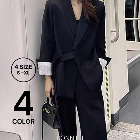 [브리치] 보니제이 /  정장 SET  로브 랩 스타일 정장 투피스 팬츠 수트 셋업/ 4컬러/ 4사이즈