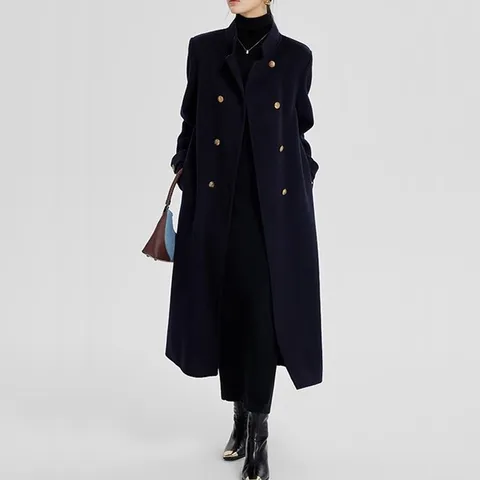 [하프클럽/블랙퀸]비바 클래식 하이엔드 골드버튼 롱코트 blk002707