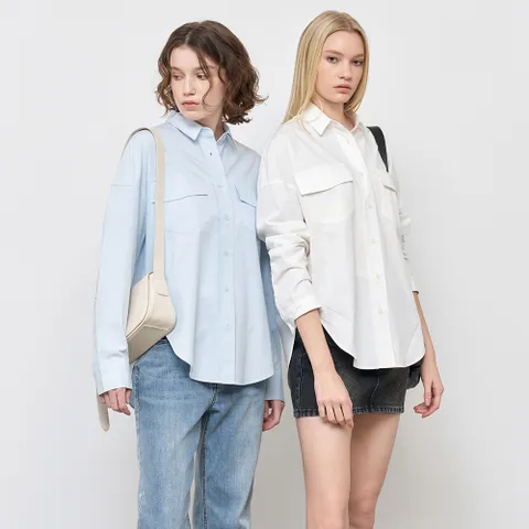 WOMAN 루즈핏 포켓 코튼 셔츠 [4COL] / WBE1L03503