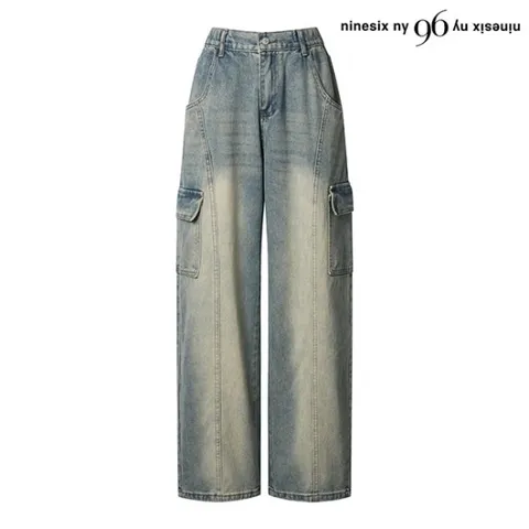 정상가79,000원｜뒷 밴딩 와이드 카고 비스코스 데님 팬츠 (NO4TA005L0)
