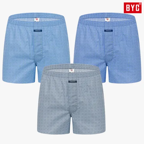 BYC 트렁크팬티 남자면팬티 순면 남성사각팬티 3종 세트