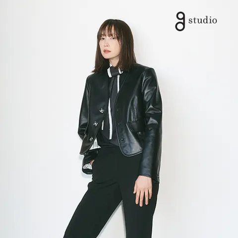 5-[미주용]. [런칭가299,000]지스튜디오 24SS 영국산가죽 레더자켓+실크100 스카프