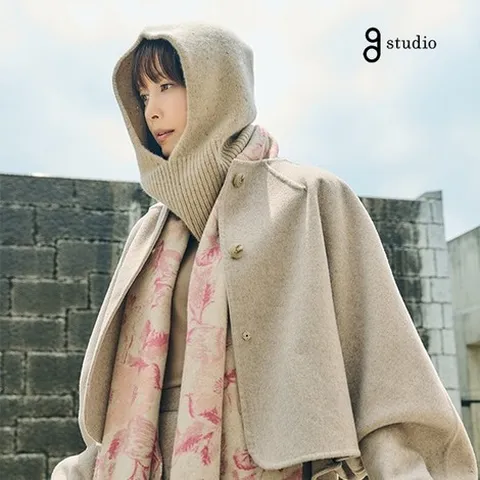 지스튜디오 플라워 울캐시미어 양면 머플러