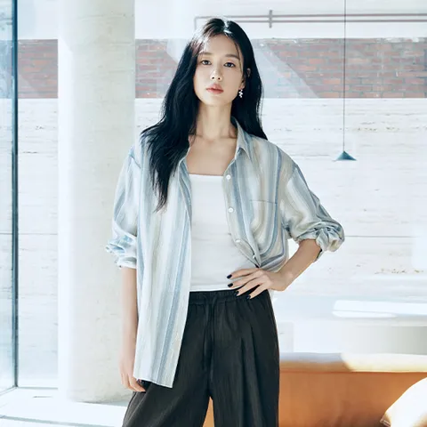 2.1셀렙샵 에디션 26SS 루즈핏 멀티 스트라이프 아사셔츠 2종