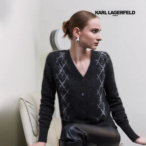 [온플] 칼라거펠트 25FW 폭스블렌드 스팽글 가디건
