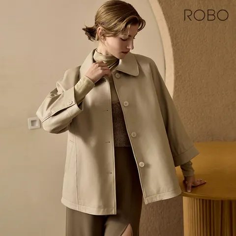 [론칭가 399,000] 로보 이태리 램스킨 레더 케이프 하프코트