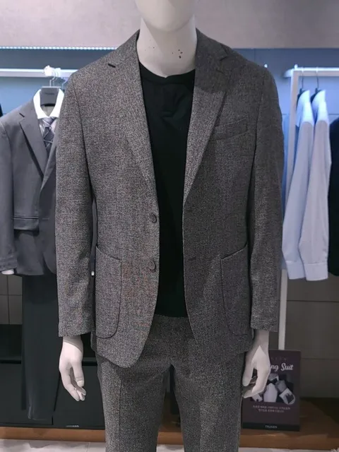 남성 봄 여름 캐주얼 세트 시원한 린넨혼방 풀스판 이지케어 브라운 캐주얼 셋업수트