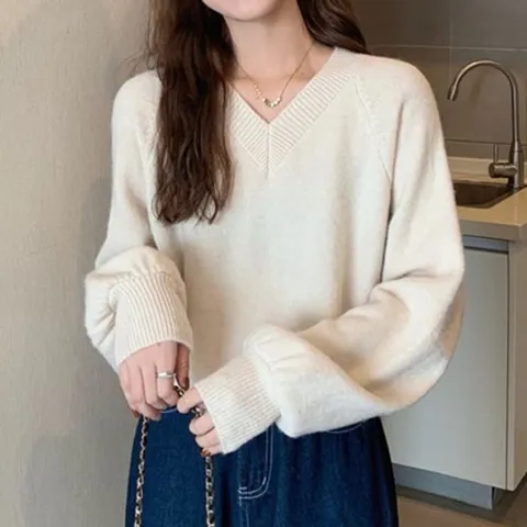 [브리치] 나바바 / NK911 소프트 심플 브이넥 긴팔 니트티