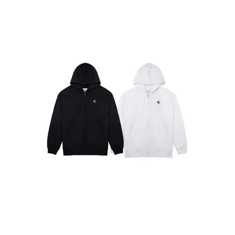 [하프클럽] CK 자수 스몰로고 아카이브 릴렉스핏 남녀공용 기모 후드 집업 2종 택1 40HM259
