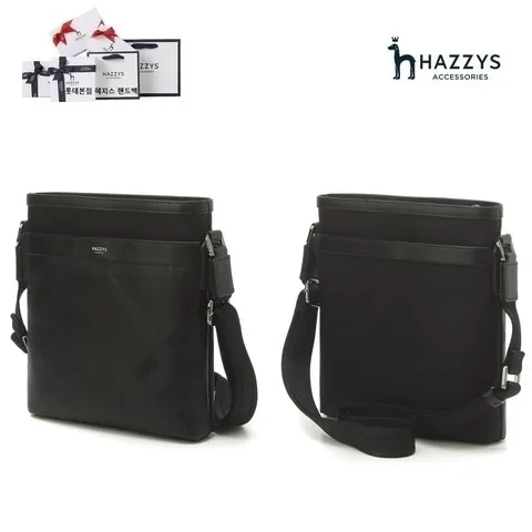 [쇼핑백동봉][신상재출시] 블랙 가죽 체크 실버로고 크로스백 HJBA2F172