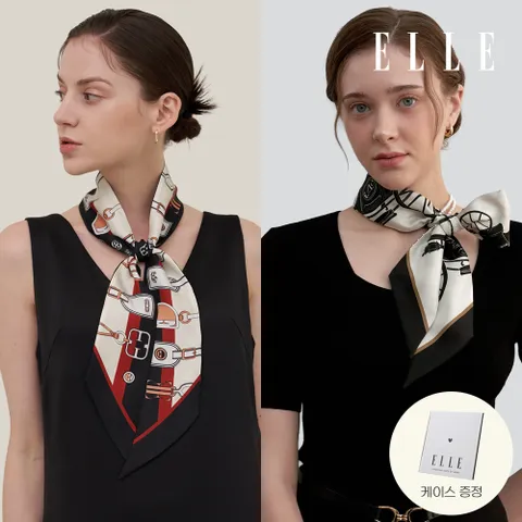 [최초가 69,000원]엘르 방도 실크100 선물추천 롱 스카프 택1 (+케이스)
