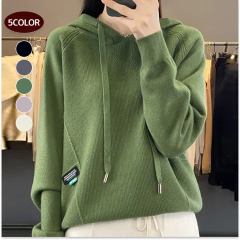 [브리치] 나바바 / 여성 라벨 포인트 긴팔 후드 니트티 NK1832 5컬러/2사이즈