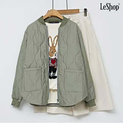 정상가49,000원｜투 포켓 물결 퀼팅 누빔 패딩 점퍼 (DO1JJ002A)