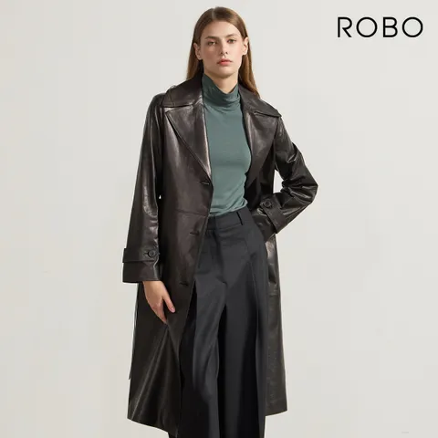 [최초가 799,000] 로보 이태리 돌체원피 램스킨 싱글 트렌치코트