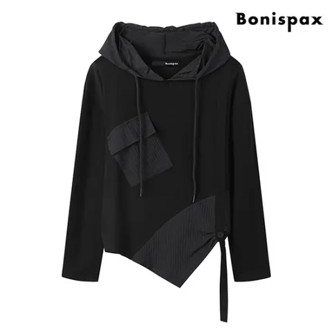 정상가79,000원｜언발 포인트 후드 오버핏 긴팔 티셔츠 (XO3LW017L0)