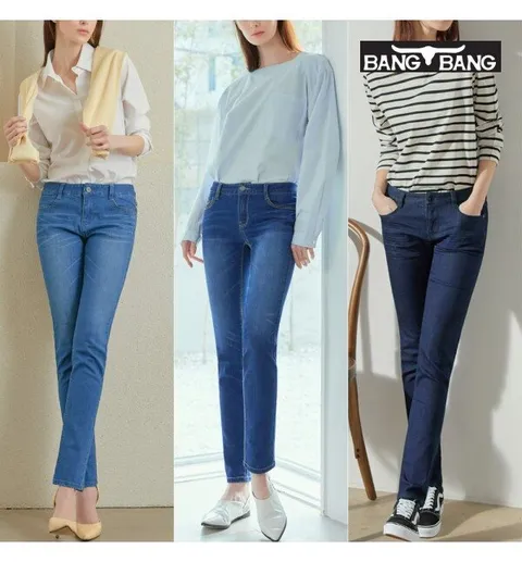 [뱅뱅] 여성 슬림 스트레이트 스판데님 3종세트