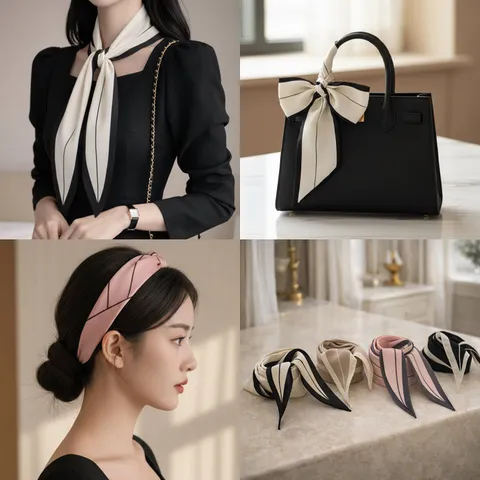 라인배색 방도 스카프 여성 포인트