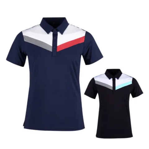 남성 봄 여름 골프 웨어 카라 배색 반팔 쿨 티셔츠