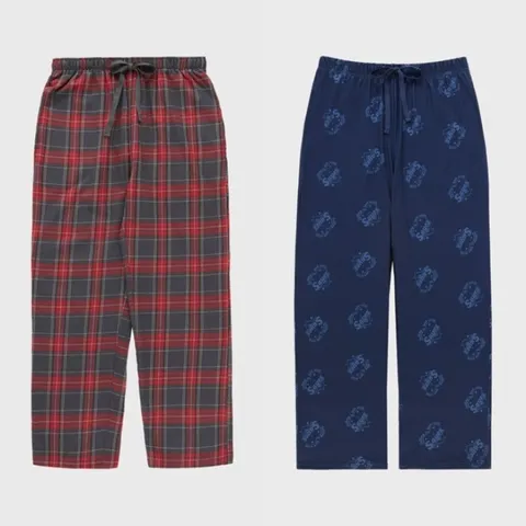 [롯데백화점][예스]네이비 스판기모그레이체크 면기모 남성 실내복 바지 2종 택1YSMEY852YSMEY856