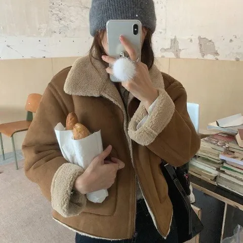 [제이0]양털 스웨이드 하프 무스탕 긴팔 점퍼