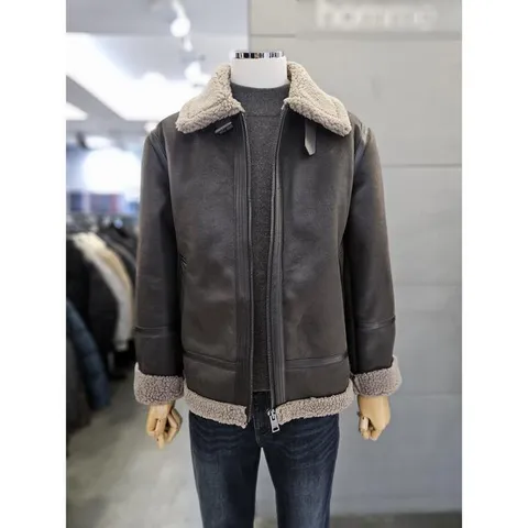 바쏘옴므 세이브존03 바쏘옴므 남자 다크브라운 양가죽 배색 무스탕 점퍼 WSAGZ4UA46A (42080157)