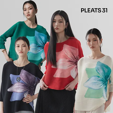 [하프클럽] 수정샵)빅 플라워 플리츠 블라우스