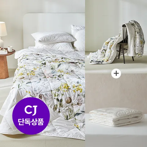 [CJ 단독상품]  플라워 양모 토퍼 2종세트(양모이불+양모토퍼)