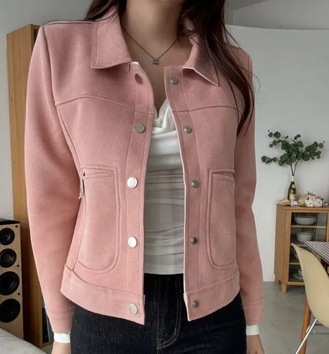 여자 바잉 스판 무지 카라 숏 자켓 간절기 아우터 재킷