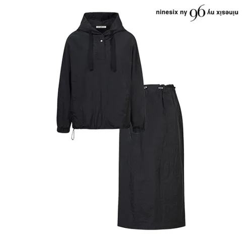 정상가99,000원 | 스트링 후드 끈 티셔츠 트임 스커트 셋업 (NO1OW018L0)