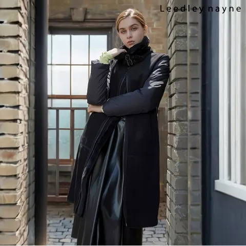 리들리 나인 에코 무스탕 덕다운 롱패딩_블랙