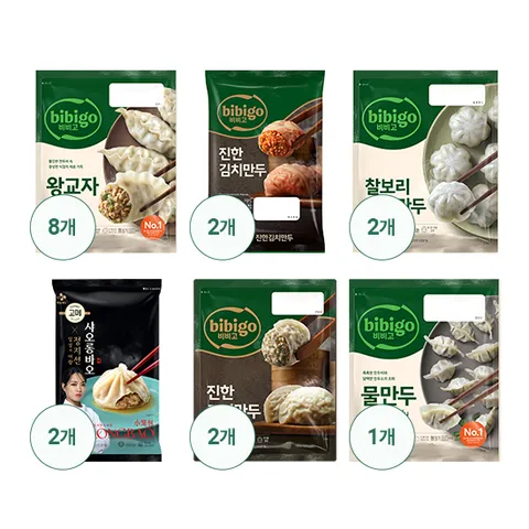 비비고만두 프리미엄 6종 총 17봉(왕교자8+진한김치2+찰보리감자2+진한고기2+물만두1+샤오롱바오2)