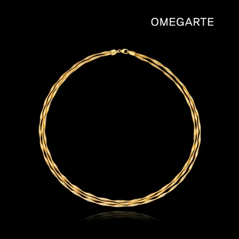 [OMEGARTE]18K 이태리 골드웨이브 목걸이(3줄)