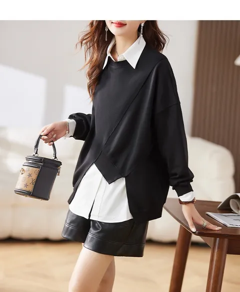 블랙 카라레이어드셔츠