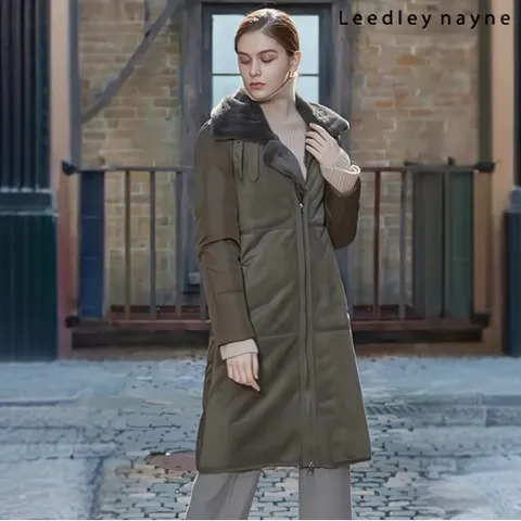 리들리 나인 에코 무스탕 덕다운 롱패딩_카키