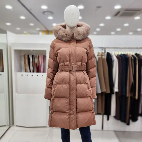 여성 롱 패딩 23신상 여우털100% 거위털 누빔 점퍼DW0WIH0360_US