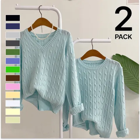 [브리치] 허니제이 /  1 + 1  2ver.트렘포 꽈배기 베이직 긴팔 니트티/ 13color