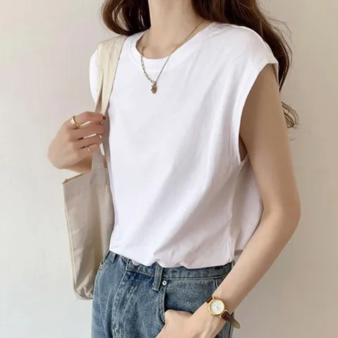 여성 무지 루즈핏 민소매 티셔츠 1P 데일리 이너 나시 루즈핏민소매티 민소매티