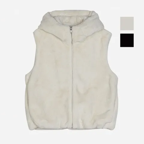 [롯데백화점][뱅뱅]여성 인조 밍크 퍼 후드 조끼 CEK501